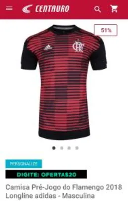 Camisa Pré-Jogo do Flamengo 2018 Longline adidas - Masculina | R$112