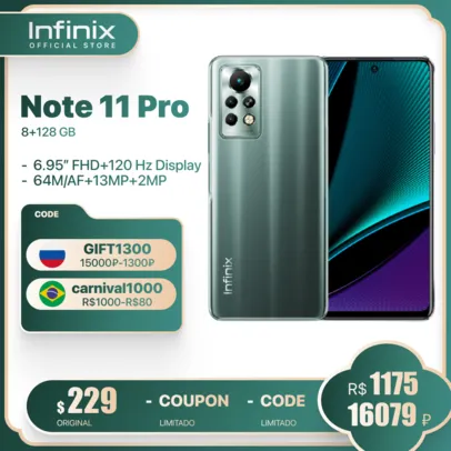 [21h Super ofertas] Smartphone Infinix note 11 pro 8gb 128gb tela de 6.95 helio g96 120hz