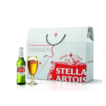 Kit Gift Stella - 1 pack com 6 Long Necks + 2 Cálices Stella Artois por R$ 50