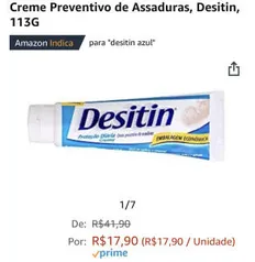 [PRIME + Rec] Creme Preventivo de Assaduras, Desitin, 113G | R$16