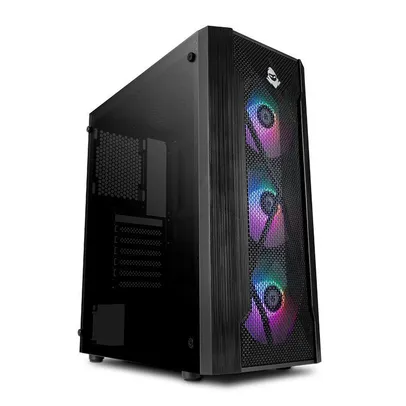 Gabinete Gamer Mancer Frost Rainbow Vidro Temp Preto, MCR-FR01-WH