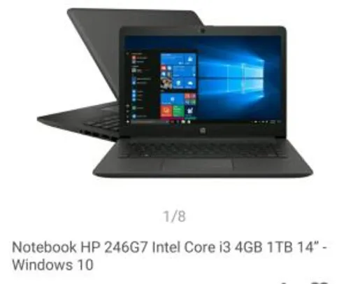 Notebook HP 246G7 Intel Core i3 4GB 1TB 14” - Windows 10 | R$2564