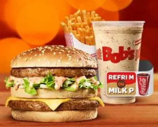 Big Bob M + Batata M + Milk P ou Refri M no Bob's por R$15,50