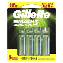 Carga para Aparelho de Barbear Gillette Mach3 Sensitive - 8 Unidades