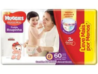 [CLUBE DA LU - APP]Fraldas Huggies Turma da Mônica Supreme Care - Roupinha Tam. G 60 Unidades