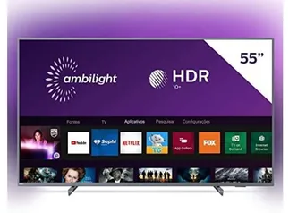 Smart TV Philips 55PUG6794/78 55" 4K UHD AMBILIGHT 3 lados HDR10+ Dolby Vision Dolby Atmos Bluetooth Wifi 3 HDMI 2 USB - Prata R$2.599