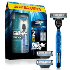 Kit Gillette 1 Aparelho Recarregável + 3 Cargas Para Barbear Mach3 Leve Mais Pague Menos - 