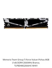 Memória RAM 8GB DDR4 Team Group T-Force 2666mhz