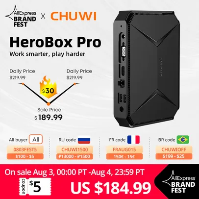 Mini PC Herobox Pro 8GB SSD 256GB | R$1.179