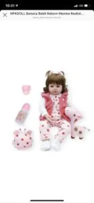 [Envio Internacional] Boneca Bebê Reborn Menina Realista de Silicone 48cm e Girafinha | R$241