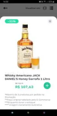 [JAMES APP] Whisky Jack Danniels Honey 1L - R$108