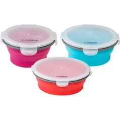 Conjunto Pote de Silicone Retrátil Redondo 3 Peças - La Cuisine | R$25