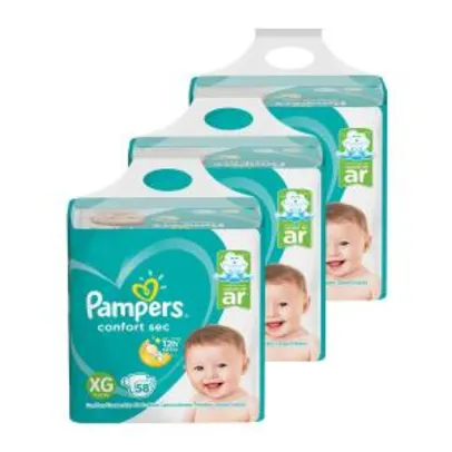 Kit de Fraldas Pampers XG Confort Sec Super - 174 Unidades | R$169