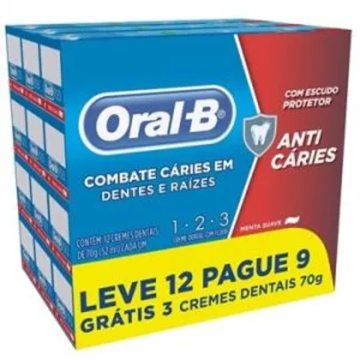 Creme Dental 123 Menta 70g - (Leve 12, Pague 9) - Oral B | R$18