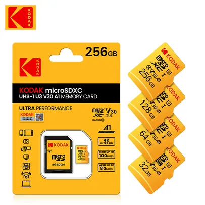 Cartão de Memória Micro SD Kodak de 64gb Classe 10 - Para Câmera, Smartphone, Caixa de som