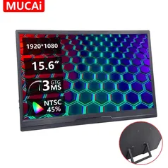 [APP/Taxa Inclusa] Monitor Portátil Mucai 15,6 "FHD, 1920x1080