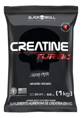 Suplemento em Pò Creatina Turbo Refil 1kg Black Skull Without flavor Sabor Sem sabor