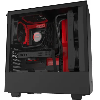 Gabinete Gamer NZXT H510, Mid Tower, Vidro Temperado, Red, Sem Fonte, Com 2 Fans, CA-H510B-BR