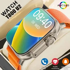 Smartwatch de carregamento sem fio para homens e mulheres, NFC, GPS Track, Bluetooth Call, BT Music, novo relógio, T800 U2, 49mm, 2024