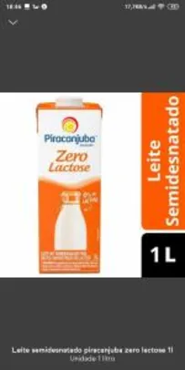 [Center Shop - Mercado Ifood] Leite Piracanjuba Semidesnatado Zero Lactose - 1 litro