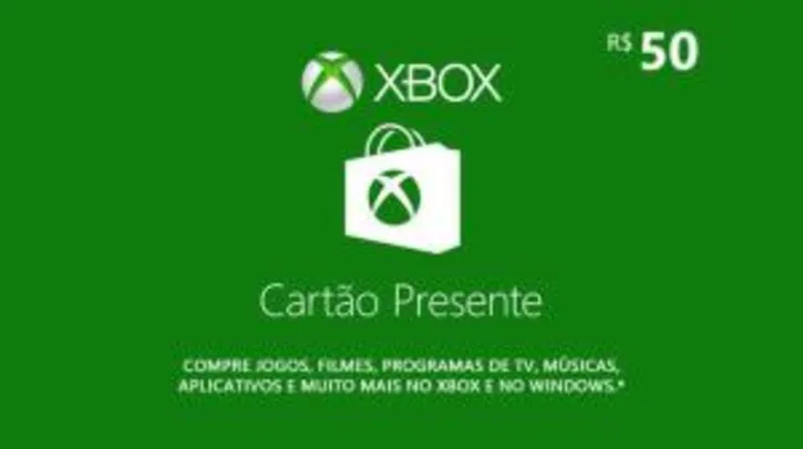 Gift Card Xbox de R$50 por R$40