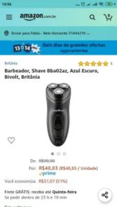 Barbeador, Shave Bba02az, Azul Escuro, Bivolt, Britânia | R$49
