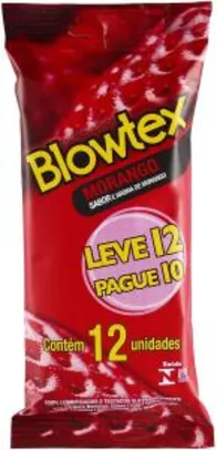 Preservativo Morango, Blowtex, Vermelho, 12 Unidades