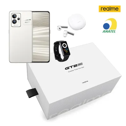 Kit promocional realme gt 2 Pro 12GB/256GB + Fone Buds Air 2 Branco + Smartwatch Band 2 + Ecobag + Adesivos