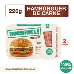 [80% OFF na 2ª UND] Hambúrguer Vegetal Carne Incrível! Bandeja 226g 2 Unidades  