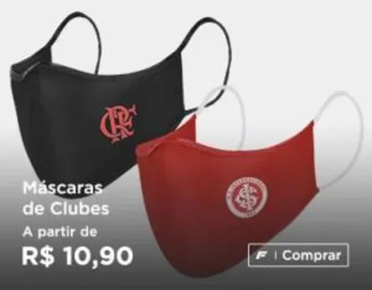 Máscaras personalizadas com simbolos de clubes a Partir de R$ 10,90