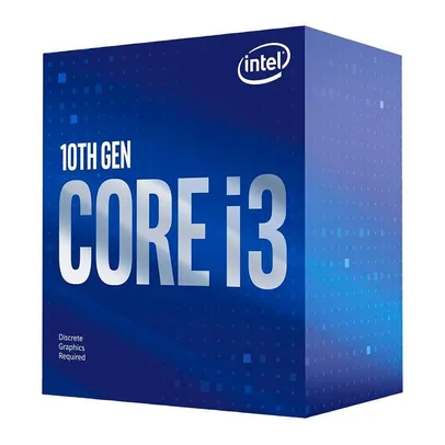 Processador Intel Core i3-10100F, 4-Core, 8-Threads, 3.6Ghz (4.3Ghz Turbo), Cache 6MB, LGA1200, BX8070110100F