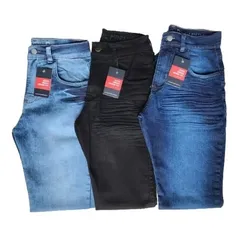 Kit 3 Calça Jeans Masculina Slim Original Elastano Lycra