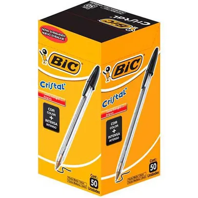 (Regional) Caneta Cristal Preta Bic 50 unidades