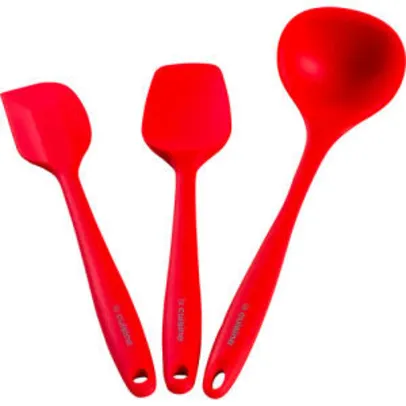 Conjunto de Utensílios de Silicone 3 Peças Vermelho - La Cuisine | R$40