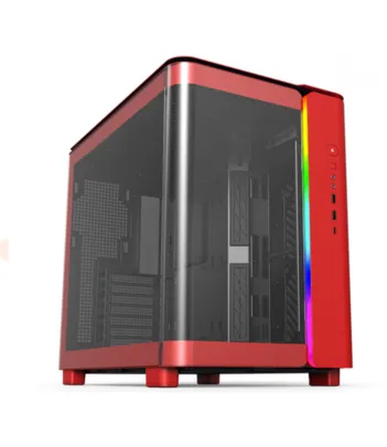 Gabinete Gamer Montech King 95, ARGB, Mid Tower, Vidro Temperado, ATX, Red, Sem Fonte, Sem Fan