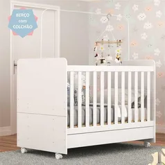 (APP) Berço Americano / mini Cama 3 em 1 com colchão incluso e rodízios Bambino Multimóveis Branco