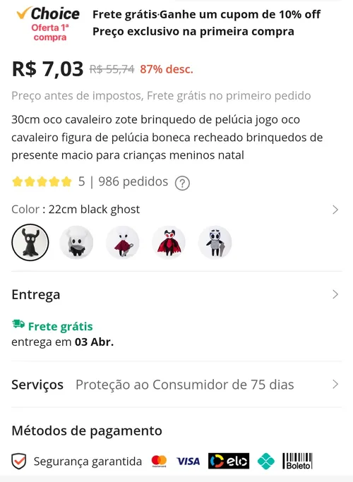 Imagem na descrição da promoção