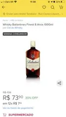 [2 unidades] Whisky Ballantines Finest 8 Anos 1000ml | R$105