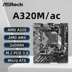 [Moedas + Taxas R$258] Placa-mãe ASROCK-A320M/AC, Suporta AMD Ryzen 5600