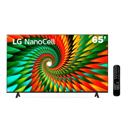 Smart TV 65&quot; 4K LG NanoCell 65NANO77SRA Bluetooth ThinQ AI Alexa Google assistente Airplay 3 HDMI