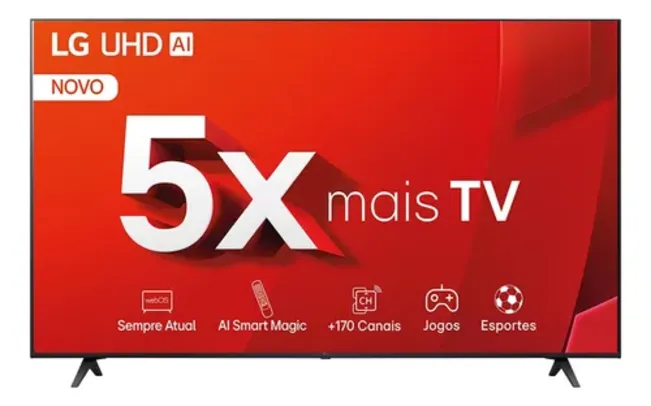 Smart TV 4K 50" LG UHD 50UT8050 Processador α5 Ger7 webOS 24 Bivolt Controle Smart Magic