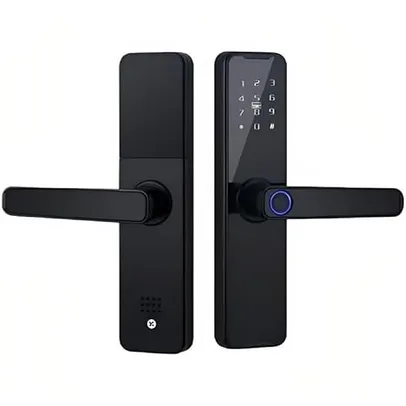 Fechadura Digital de Porta Inteligente Eletrônica de Embutir K7 Pro+ Bluetooth Desbloqueio por Biometria, Senha, Cartão, Chave e Remotamente