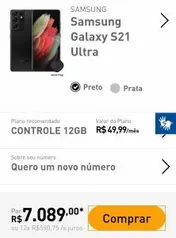 Samsung Galaxy S21 Ultra - Plano Controle - R$6529