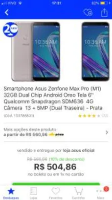 [AME] Zenfone Max Pro M1 prata 32gb