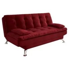 Sofá-Cama 3 Lugares Casal Premium Suede Vermelho - R$828