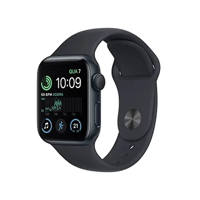 Apple Watch SE (2a geração) GPS, Smartwatch com caixa meia-noite de alumínio – 40 mm • Pulseira espo