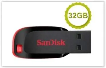 [Ricardo Eletro]Pen Drive 32GB Cruzer Blade - Velocidade de Transferência 15MB/s por R$ 39