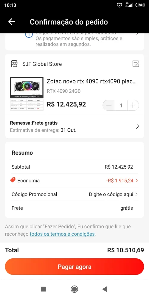 Imagem na descrição da promoção