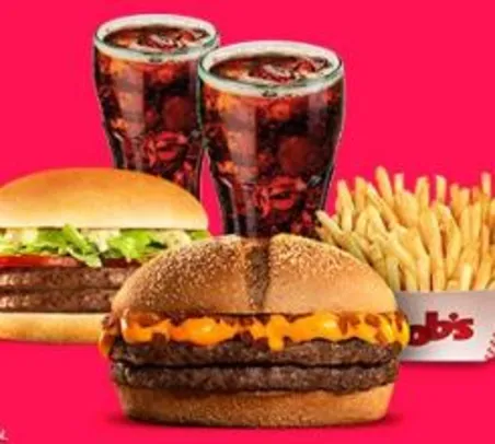 Cheddar M + Bob’s Burger M + Batata Mega + 2 Refis de Refri do Bob's por R$30,00