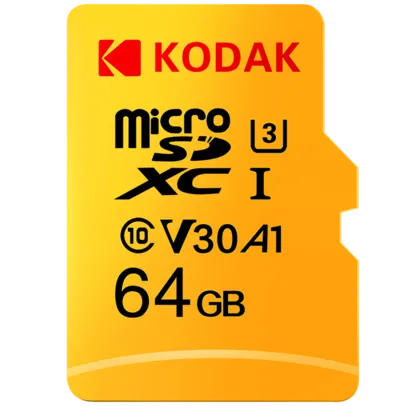 Cartão de Memória Micro SD Kodak de 64gb Classe 10 - Para Câmera, Smartphone, Caixa de som